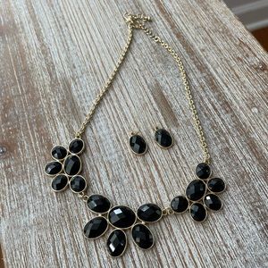 Black & Gold Necklace & Earring Set